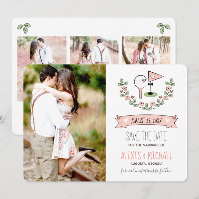 Reserve A Data Golfe Rosa Pensava Salvar a Data (Frente/Verso)