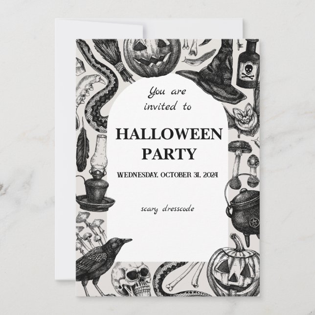 Reserve A Data Gothic Halloween Invite (Frente)