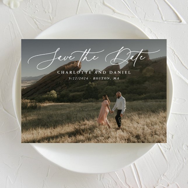 Reserve A Data Graceful Foto de Cheio de Caligrafia Moderna (Criador carregado)