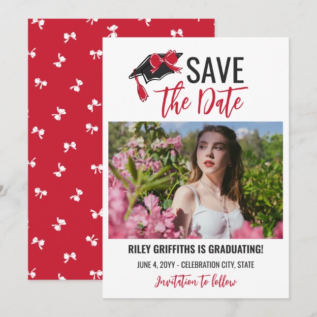 Reserve A Data Graduação de Arco Vermelho Girly e Boné (Frente/Verso)