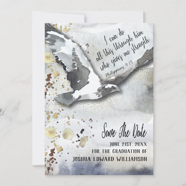 Reserve A Data Graduação Inspiracional Cristã Salvar a Data (Frente)