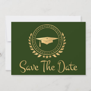 Reserve A Data Graduação Salvar A Data Dourada Formando Boné Verd