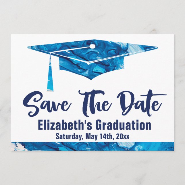 Reserve A Data Graduação Salvar A Data Simples Aquarela Elegante (Frente)