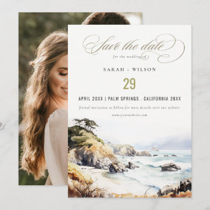 Reserve A Data Grande Sur, Califórnia Paisagem Aquarela Casamento