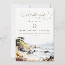 Grande Sur, Califórnia Paisagem Aquarela Casamento