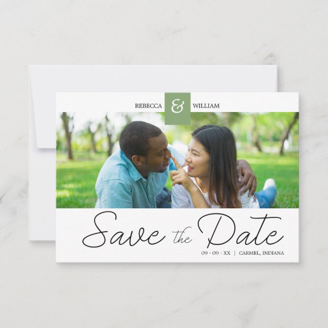 Reserve A Data Green Chic Custom Photo Instant Engaged Couple (Frente)