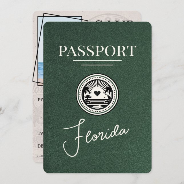 Reserve A Data Green Florida Passport Salvar a data (Frente/Verso)