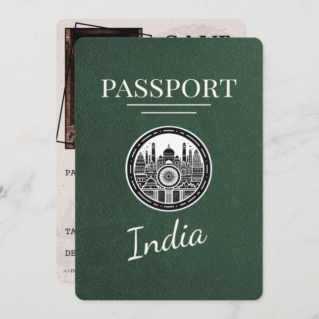Reserve A Data Green India Passport Salvar a data (Frente/Verso)