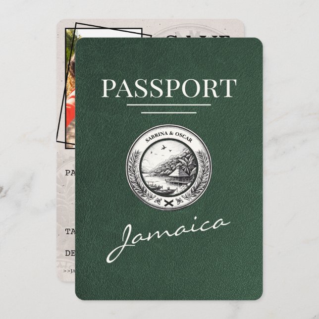 Reserve A Data Green Jamaica Passport Salvar a data (Frente/Verso)
