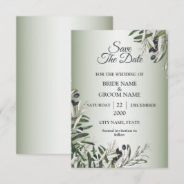 Reserve A Data Green Leaves Black Olive Elegant Wedding