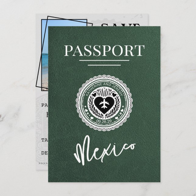 Reserve A Data Green Mexico Passport Salvar a data (Frente/Verso)