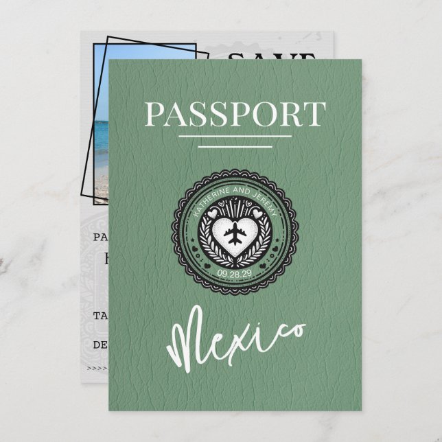 Reserve A Data Green Mexico Passport Salvar a data (Frente/Verso)