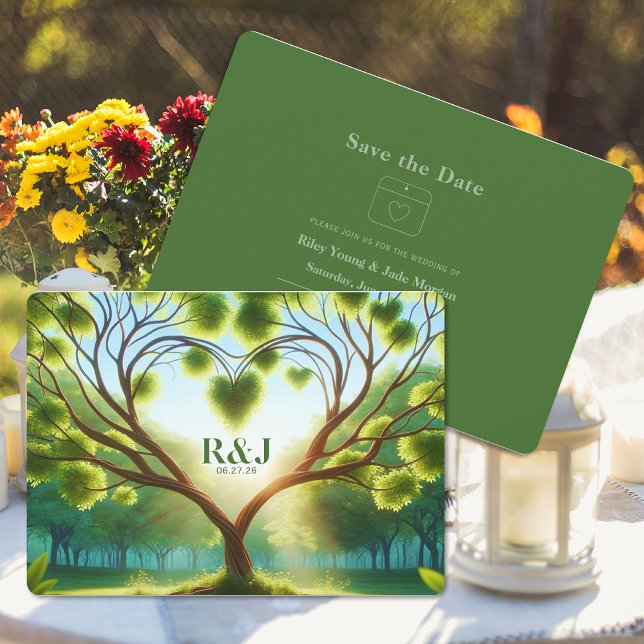 Reserve A Data Green Wedding Flat Save The Date Card (Criador carregado)
