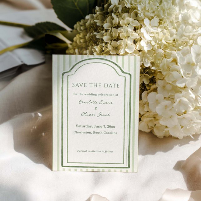 Reserve A Data Green Wedding Striped (Criador carregado)