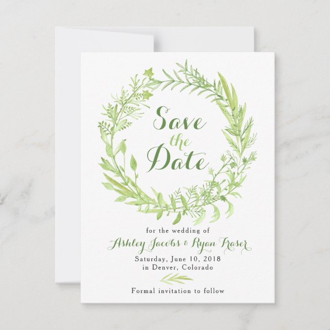 Reserve A Data Greenery Clover Wedding Salvar Data (Frente)