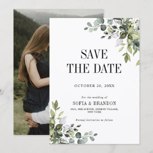 Reserve A Data Greenery Eucalyptus Emerald Rustic Foto de Casamen