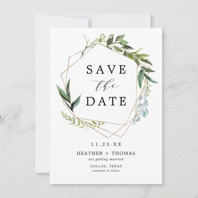 Reserve A Data Greenery Watercolor Deixa Russo (Frente)