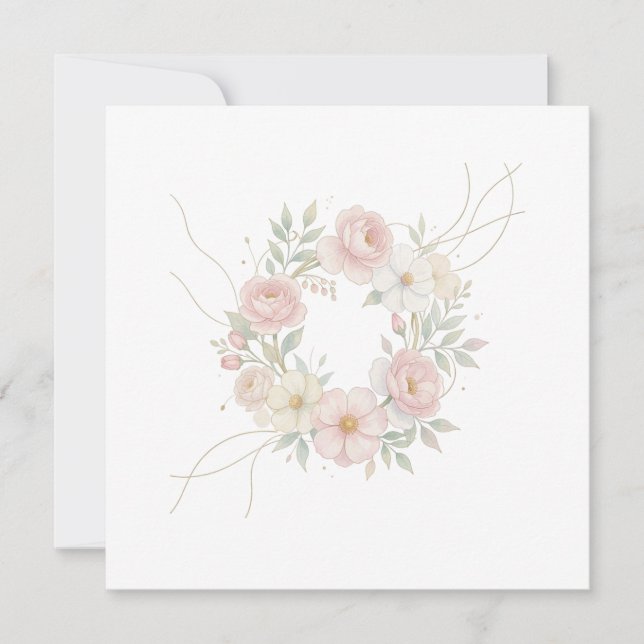Reserve A Data Grinalda Floral Pastel Rosa Elegante Design Botâni (Frente)