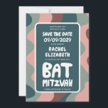 Reserve A Data Groovy Green Waves, Bar Personalizado Bnai Mitzvah<br><div class="desc">Cartão perfeito para anunciar um bar ou bat mitzvah ou outra celebração judaica e pedir aos convidados para salvar a data! Mão fez arte para você com a letra na frente e atrás! (verifique compro ou DM para opções de BAR/BAT) TOTALMENTE PERSONALIZÁVEL! Clique em "Personalizar" acima para editar o texto....</div>