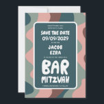 Reserve A Data Groovy Green Waves, Bar Personalizado Bnai Mitzvah<br><div class="desc">Cartão perfeito para anunciar um bar ou bat mitzvah ou outra celebração judaica e pedir aos convidados para salvar a data! Mão fez arte para você com a letra na frente e atrás! (verifique compro ou DM para opções de BAR/BAT) TOTALMENTE PERSONALIZÁVEL! Clique em "Personalizar" acima para editar o texto....</div>
