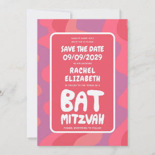 Reserve A Data Groovy Pink Waves Personalizadas Bat Mitzvah