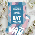 Reserve A Data Groovy Purple Waves Bar Bat Personalizado Bnai Mit<br><div class="desc">Cartão perfeito para anunciar um bar ou bat mitzvah ou outra celebração judaica e pedir aos convidados para salvar a data! Mão fez arte para você com a letra na frente e atrás! TOTALMENTE PERSONALIZÁVEL! Clique em "Personalizar" acima para editar o texto. Clique em "editar usando a ferramenta design" para...</div>