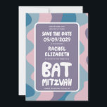 Reserve A Data Groovy Purple Waves Bar Bat Personalizado Bnai Mit<br><div class="desc">Cartão perfeito para anunciar um bar ou bat mitzvah ou outra celebração judaica e pedir aos convidados para salvar a data! Mão fez arte para você com a letra na frente e atrás! (verifique compro ou DM para opções de BAR/BAT) TOTALMENTE PERSONALIZÁVEL! Clique em "Personalizar" acima para editar o texto....</div>