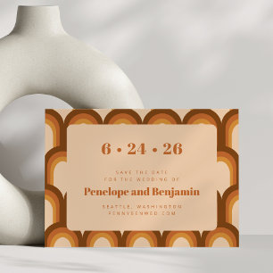 Reserve A Data Groovy Retro 70s Design Boho Brown Casamento