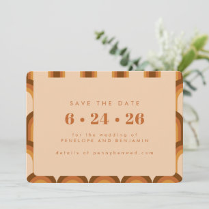 Reserve A Data Groovy Retro 70s Design em Brown e Tan Wedding