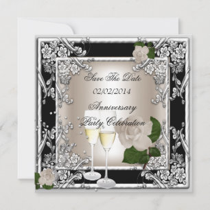 Reserve A Data Guardar a Data Aniversário Casamento Creme Preto