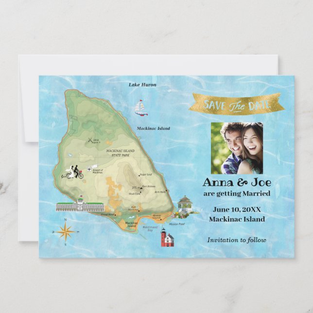 Reserve A Data Guardar a Data da Ilha Mackinac (Frente)