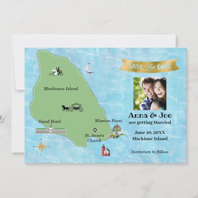 Reserve A Data Guardar a Data da Ilha Mackinac (Frente)