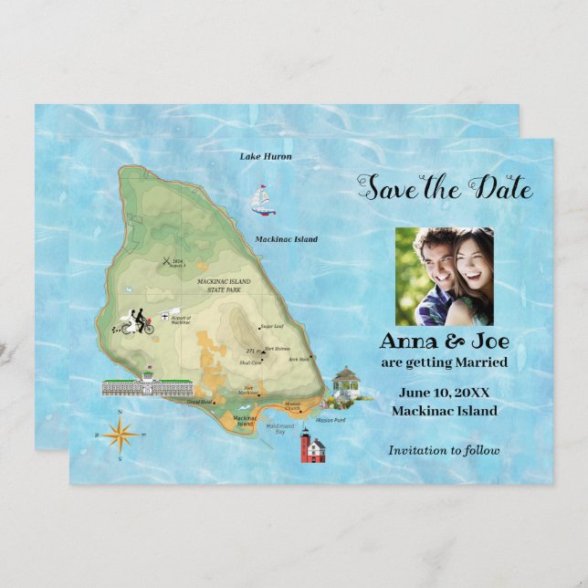 Reserve A Data Guardar a Data da Ilha Mackinac (Frente/Verso)