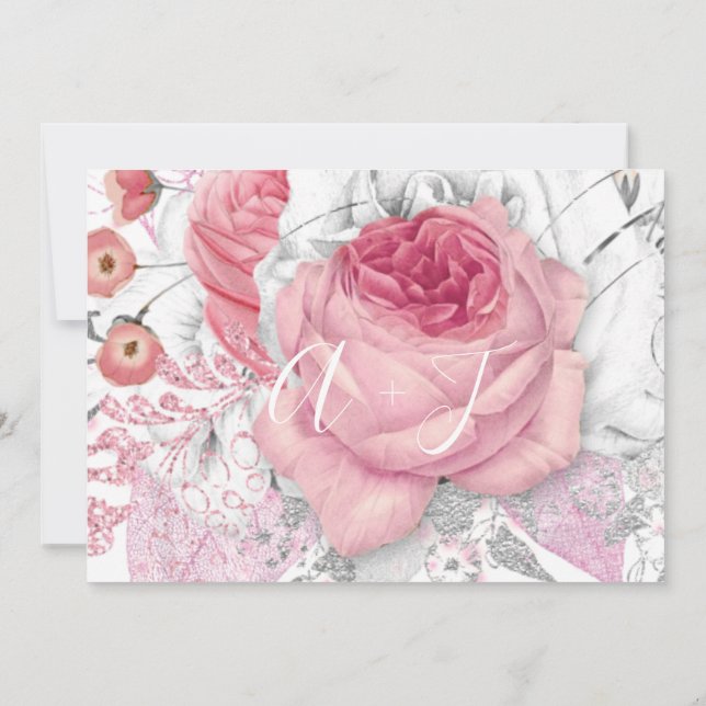 Reserve A Data Guardar A Data De Casamento Da Noiva Rosa Monogram (Verso)