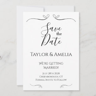 Reserve A Data Guardar a Data Moderna Preto e Branco