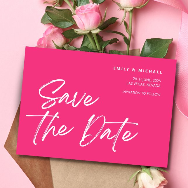 Reserve A Data Guardar A Tendência De Data Pink E Flamingo Branco (Save The Date Trendy Pink & White Flamingo Custom)