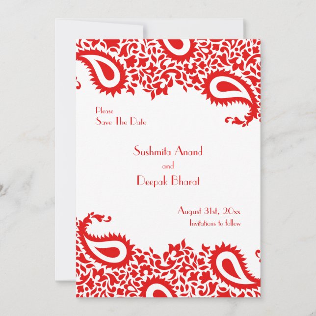 Reserve A Data Guarde a data da placa plana indiana elegante (Frente)