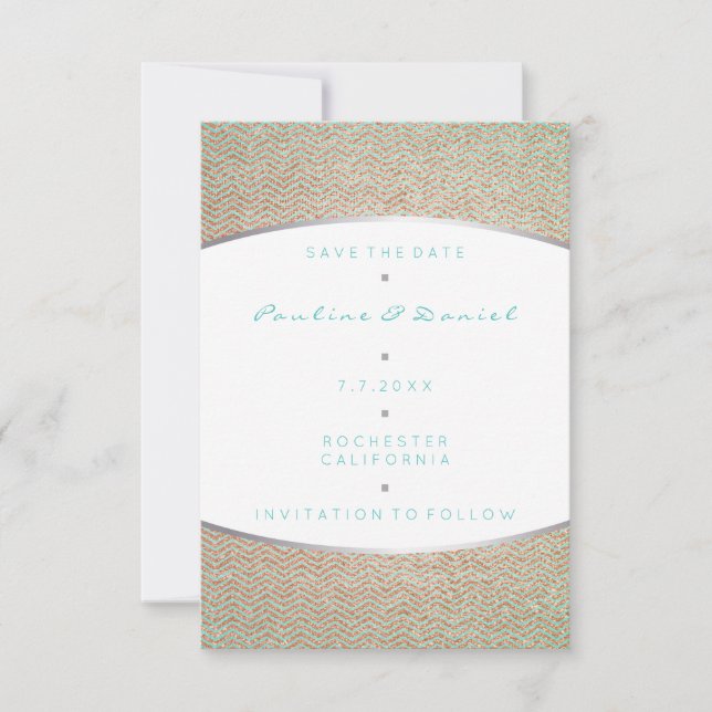 Reserve A Data Guarde a data Tiffany Ocean Aqua Silver Rosa Doura (Frente)