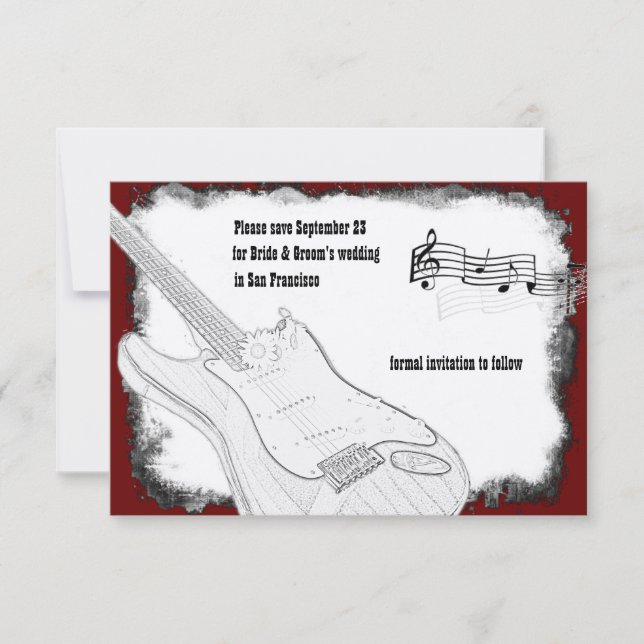 Reserve A Data Guitarra Negra Red White Music Data de Salvação (Frente)