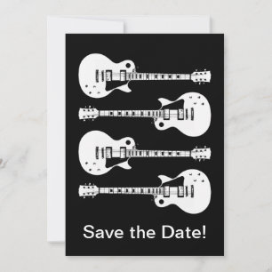 Reserve A Data Guitarras Elétricas Gráfico em Branco