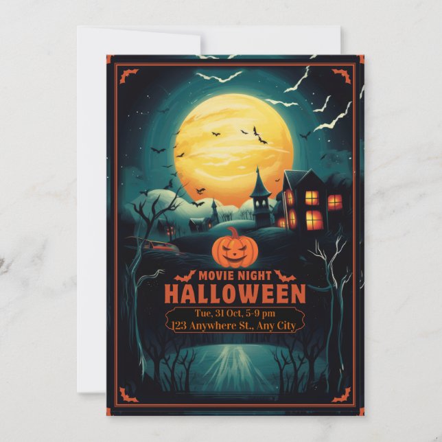 Reserve A Data Halloween Movie Night Poster (Frente)