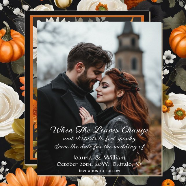 Reserve A Data Halloween Themed Wedding Photo Gothic Floral (Criador carregado)