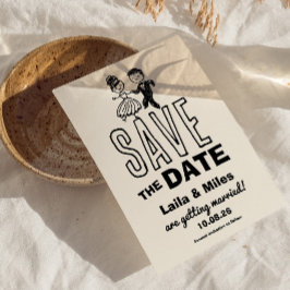 Reserve A Data Hand drawn Bride and Groom Wedding Save The Date