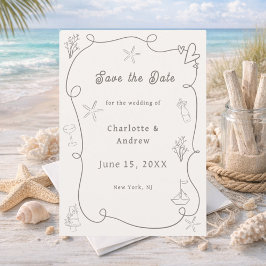 Reserve A Data Hand drawn coastal beach ivory taupe sand wedding