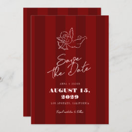 Reserve A Data Hand Drawn Vintage Cherub Red Striped Wedding