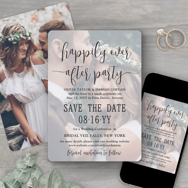 Reserve A Data Happily Ever After Party 2 Photo Overlay Wedding (Criador carregado)