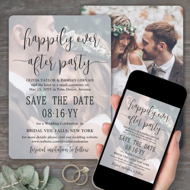 Reserve A Data Happily Ever After Party 2 Photo Overlay Wedding (Criador carregado)