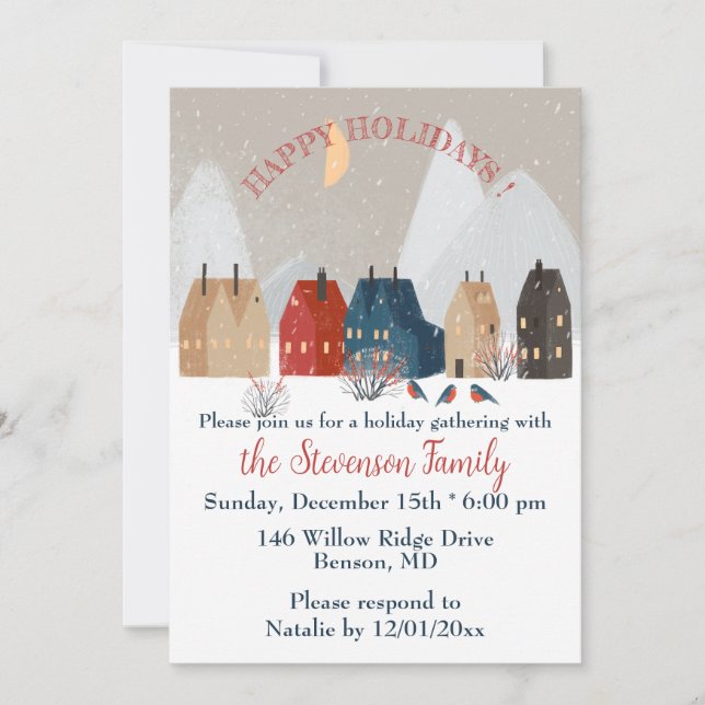 Reserve A Data  Happy Holidays Country Primitive Village Invite   (Frente)