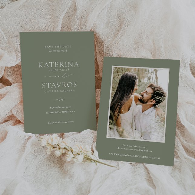 Reserve A Data HARMONY Sage Green Wedding Photo (Criador carregado)