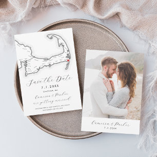 Reserve A Data Harwich MÃE Cape Cod Map Casamento Negro e Branco
